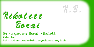 nikolett borai business card